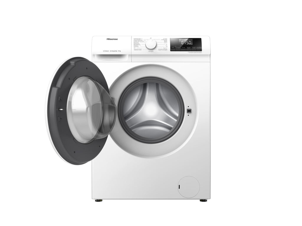 LAVADORA HISENSE WFQP801419VM 8KG 1400RPM FUNCION VAPOR CLASE A DISPLAY DIGITAL