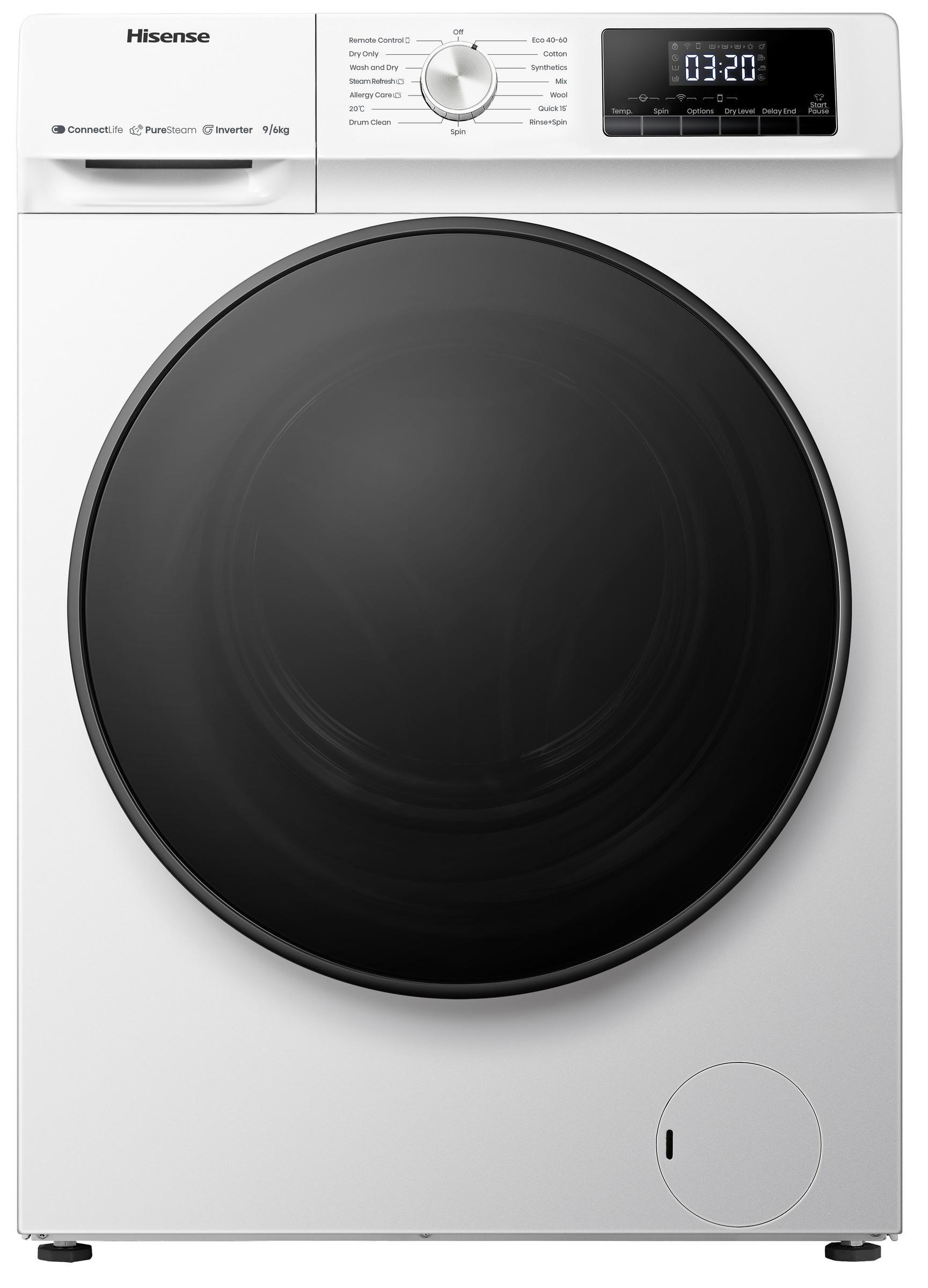 LAVADORA SECADORA HISENSE WDQA9014EVJMW 9-6KG 1400RPM FUNCION VAPOR STEAM DISPLAY DIGITAL CLASE D/A