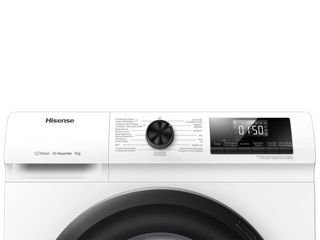 Lavadora Hisense WFQP9014EVM Carga Frontal 9Kg C Blanca
