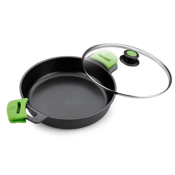 Cacerola Baja Bra Prior A400536  con tapa de cristal y asas de silicona