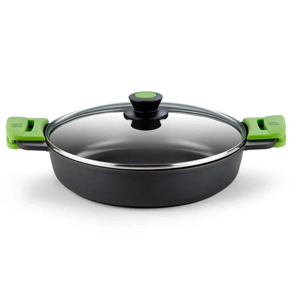 Cacerola Baja Bra Prior A400536  con tapa de cristal y asas de silicona