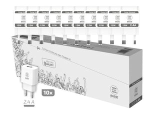 CARGADOR TECHONE PARED USB-A 2,4A P/10