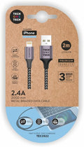 CABLE TECHONE USB-LIGHTNING GRIS 2 m.