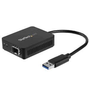 Adaptador USB 3.0 a Fibra Óptica - Adaptador Compacto USB a Ranura SFP Abierta - Adaptador de Red USB a Gigabit - Adaptador USB 3.0 a Fibra Compatible con Multimodo MMF o Monomodo SMF