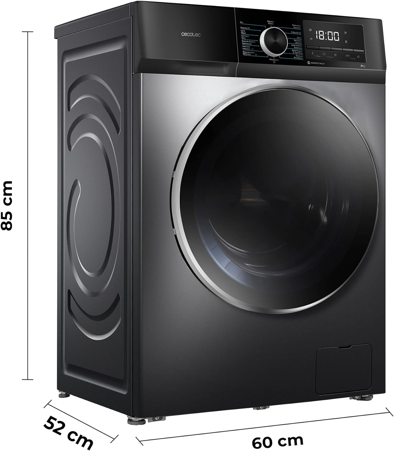 Lavadora Cecotec Bolero DressCode 8500 Inverter Steel A