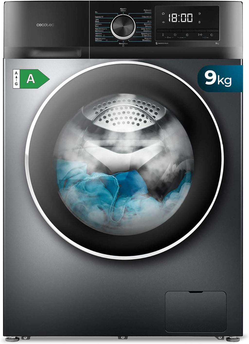 Lavadora Cecotec Bolero DressCode 9500 Inverter Steel A