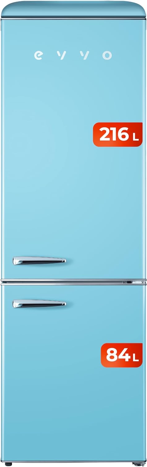Frigorífico combi Evvo F55BL Retro Azúl Pastel