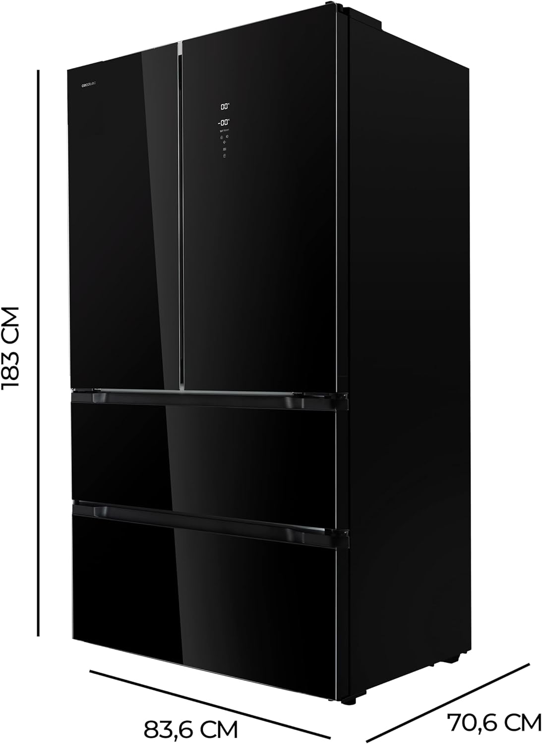 Frigorífico americano 4 puertas Cecotec Bolero CoolMarket FD 510 Glass E