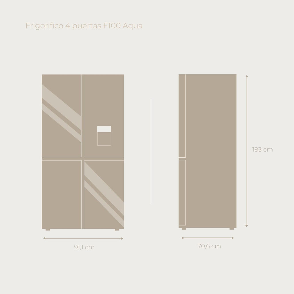 Frigorífico 4 puertas EVVO F100B Glass Aqua