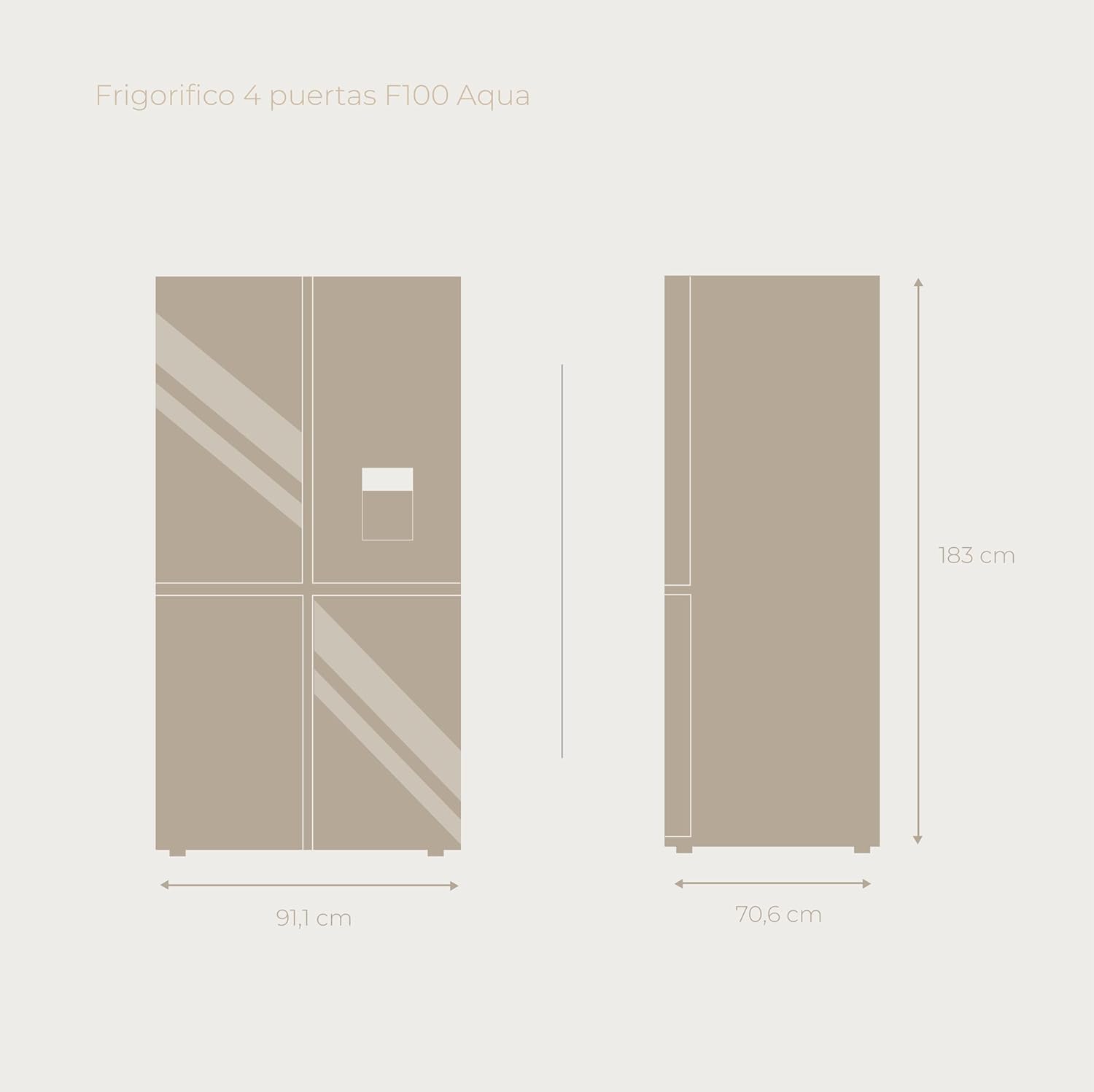 Frigorífico 4 puertas EVVO F100B Glass Aqua