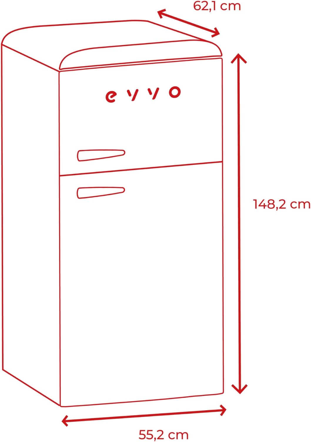 Frigorífico 2 puertas Evvo F45BL Retro Azúl Pastel