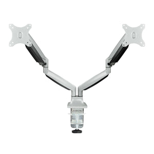 Soporte de Mesa Giratorio e Inclinable para 2 Pantallas (Monitor / TV Plasma / LCD / LED) 13  32, de Dos Brazos, Plata