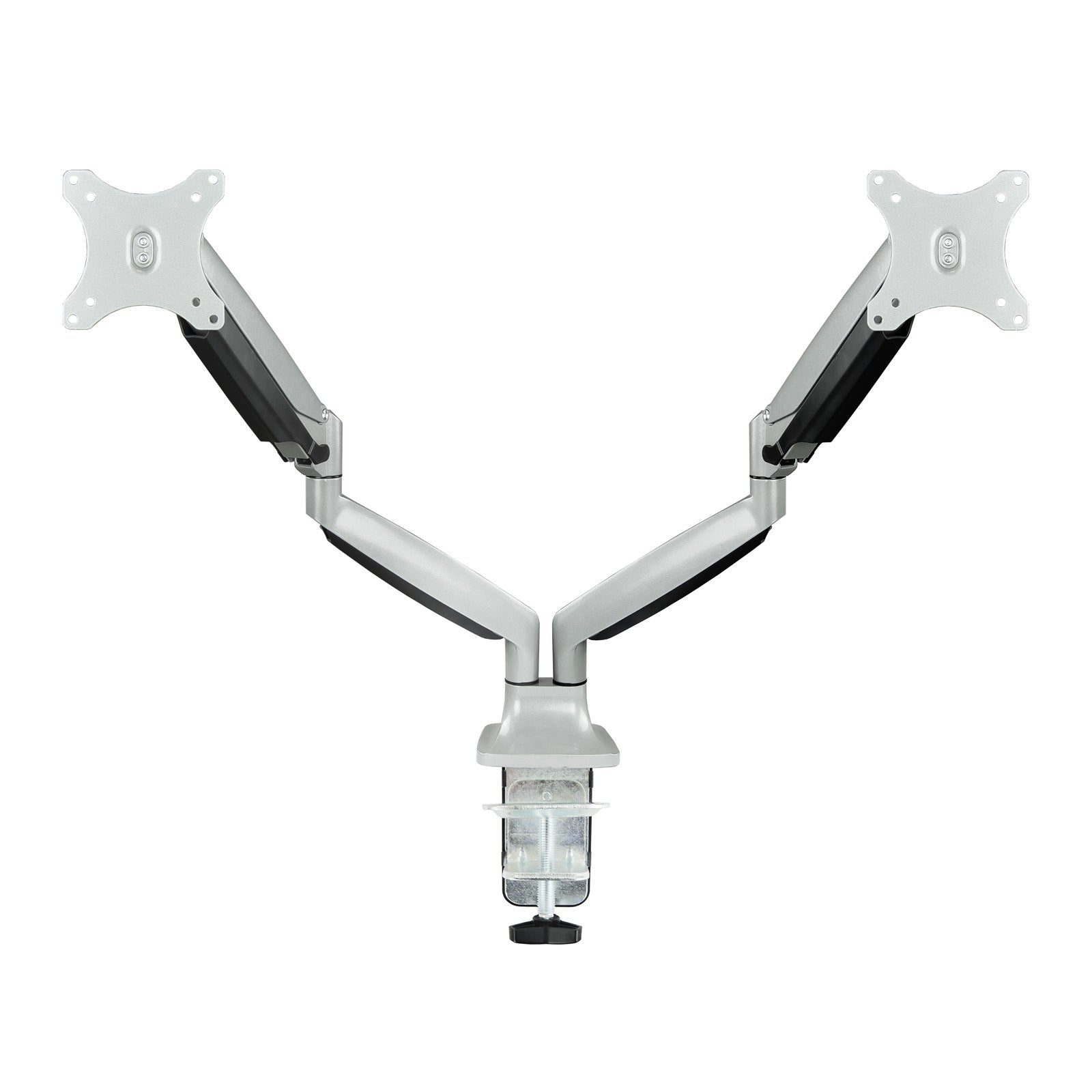 Soporte de Mesa Giratorio e Inclinable para 2 Pantallas (Monitor / TV Plasma / LCD / LED) 13  32, de Dos Brazos, Plata