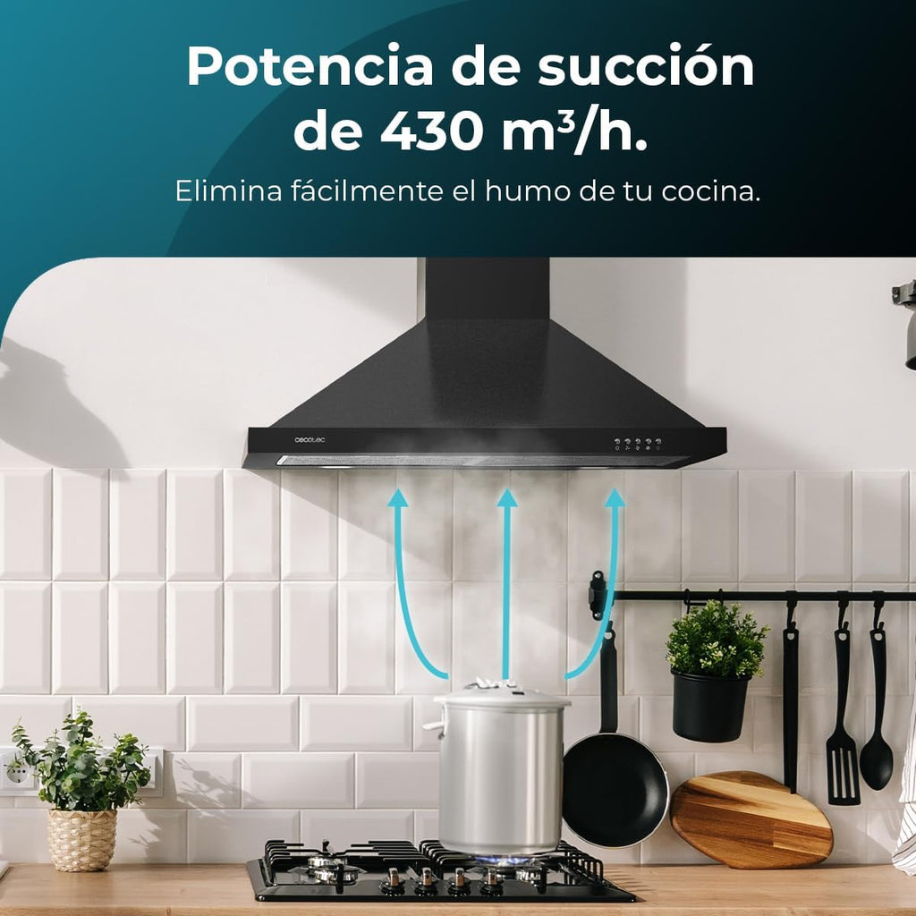 Campana extractora piramidal Cecotec Bolero Flux PM 604300 Black C