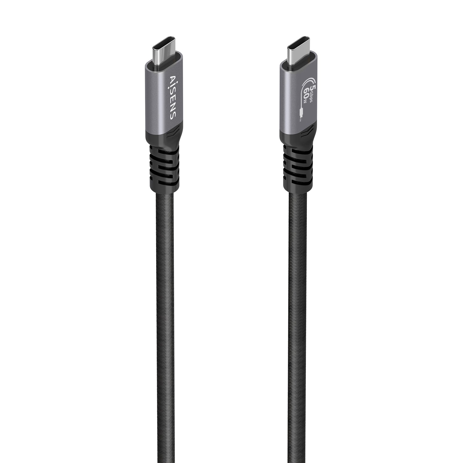 Cable USB 3.2 Gen1 Aluminio 5Gbps 4K@60Hz 3A 60W E-Mark, Tipo USB-C/M-USB-C/M, Negro, 10M