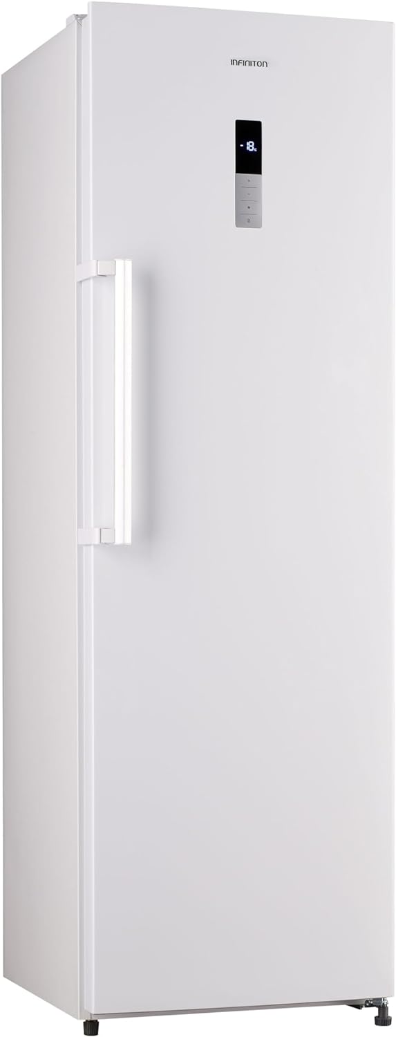 INFINITON Congelador Vertical CV-265L85WEM, 282 Litros, 185 cm de Altura, LCD touchControl, No Frost, Inverter, E, Fabricador de hielo manual incorporado