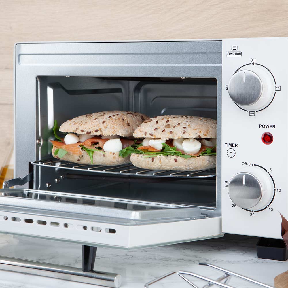 HORNO ORBEGOZO HO975 BLANCO 10 LITROS 800W TEMPORIZADOR 3 FUNCIONES 2 BARRAS CALEFACTORAS INDICADOR LUMINOSO
