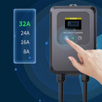 Estación de carga para vehículos eléctricos 32A/7.0KW/5M Negro - Cargador EV Tipo 2