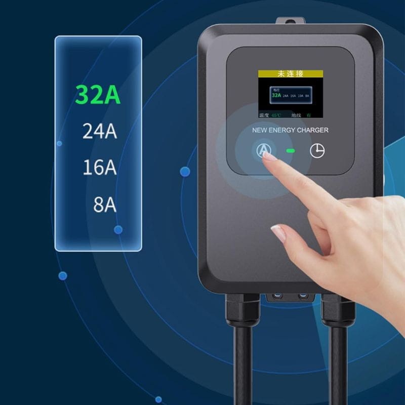 Estación de carga para vehículos eléctricos 32A/7.0KW/5M Negro - Cargador EV Tipo 2