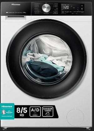 LAVADORA SECADORA HISENSE WD3S8043BW3 8KG LAVAD 5KG SECADO 1400RPM FUNCION VAPOR CLASE A - 30% WIFI TECNOLOGIA INVERTER