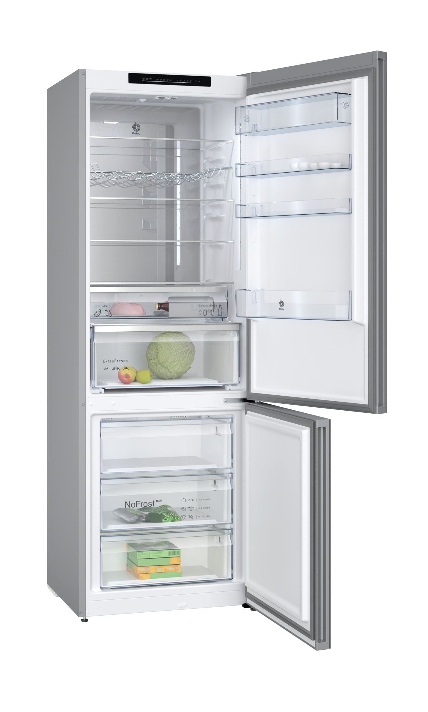 FRIGORIFICO COMBI BALAY 3KFC879AI NO FROST CLASE C 203X70X66 363 L PUERTAS CRISTAL GRIS ANTRACITA EXTRACOLD/EXTRAFRESH LUCES LED