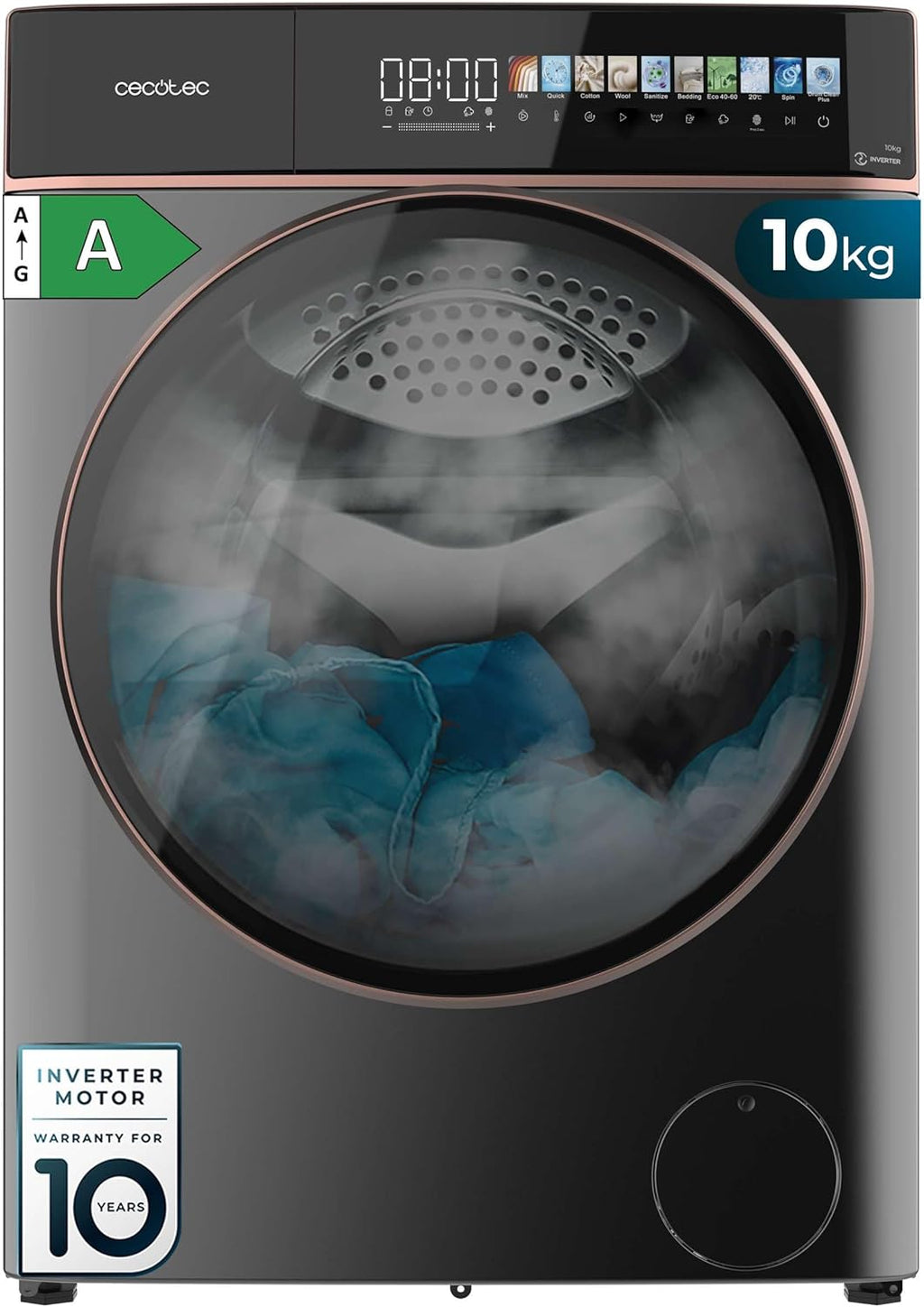 Lavadora Cecotec Bolero DressCode 10900 Autodose Inverter FullColor Steel A
