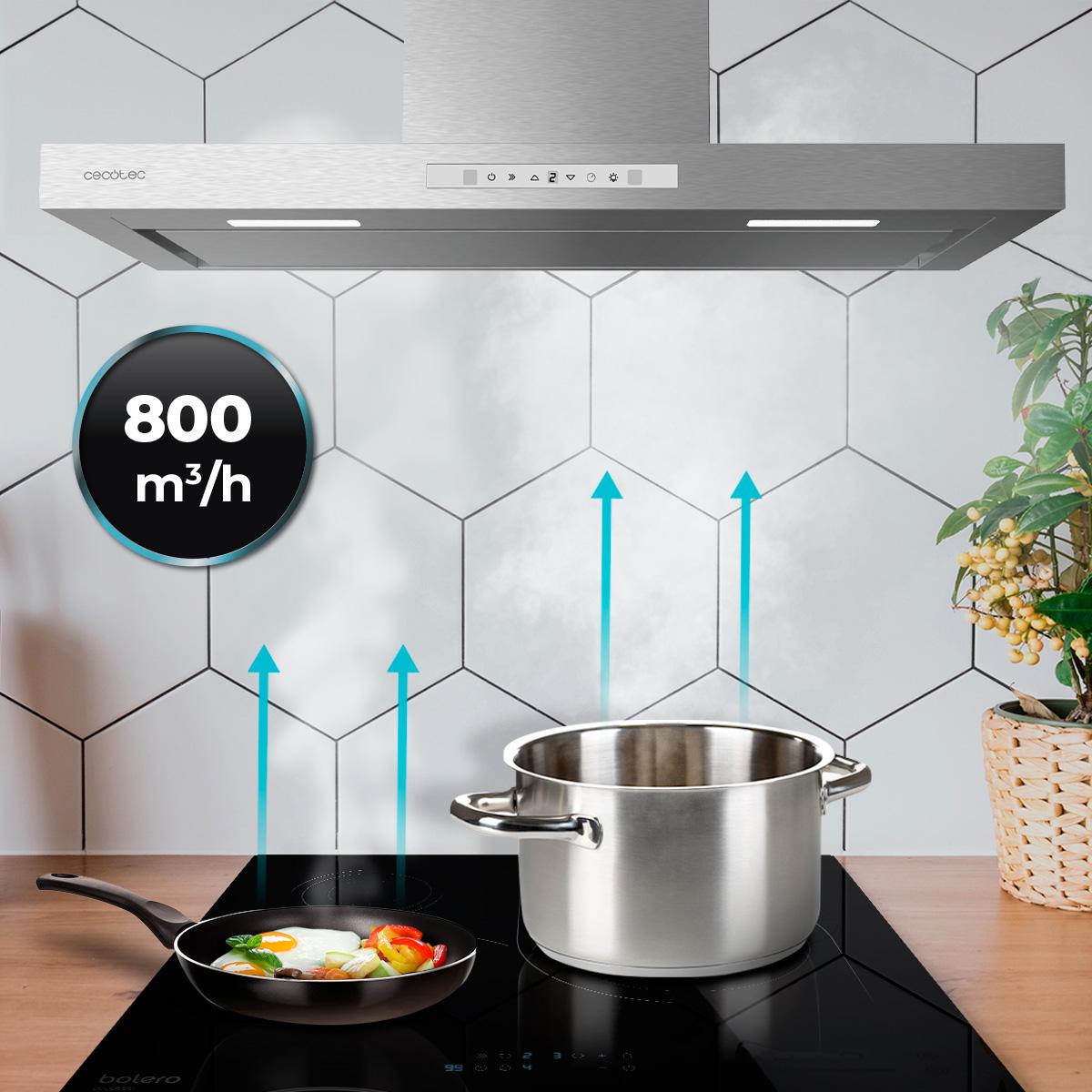 Campana T Cecotec Bolero Flux TT 908000 Slim Glass White A++