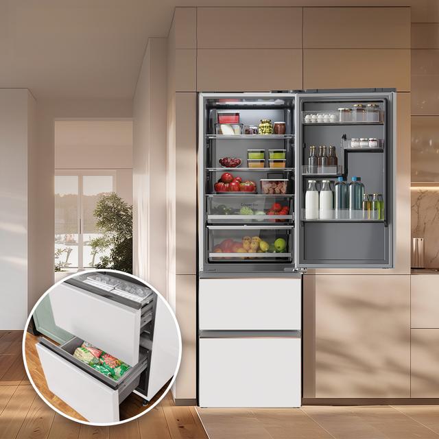 Frigorífico Cecotec Bolero CoolMarket Combi FD 400 White Glass E