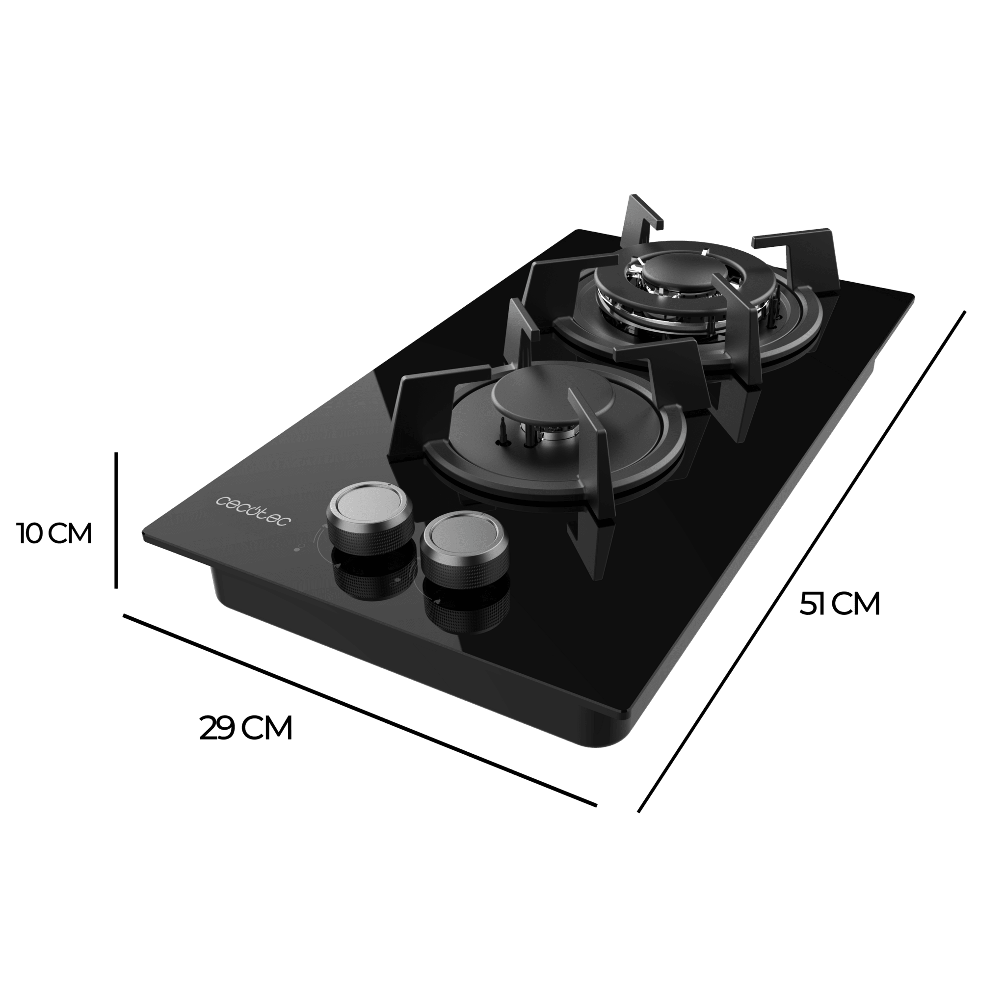 Placa de gas Cecotec Bolero Squad G 2200S Glass Black