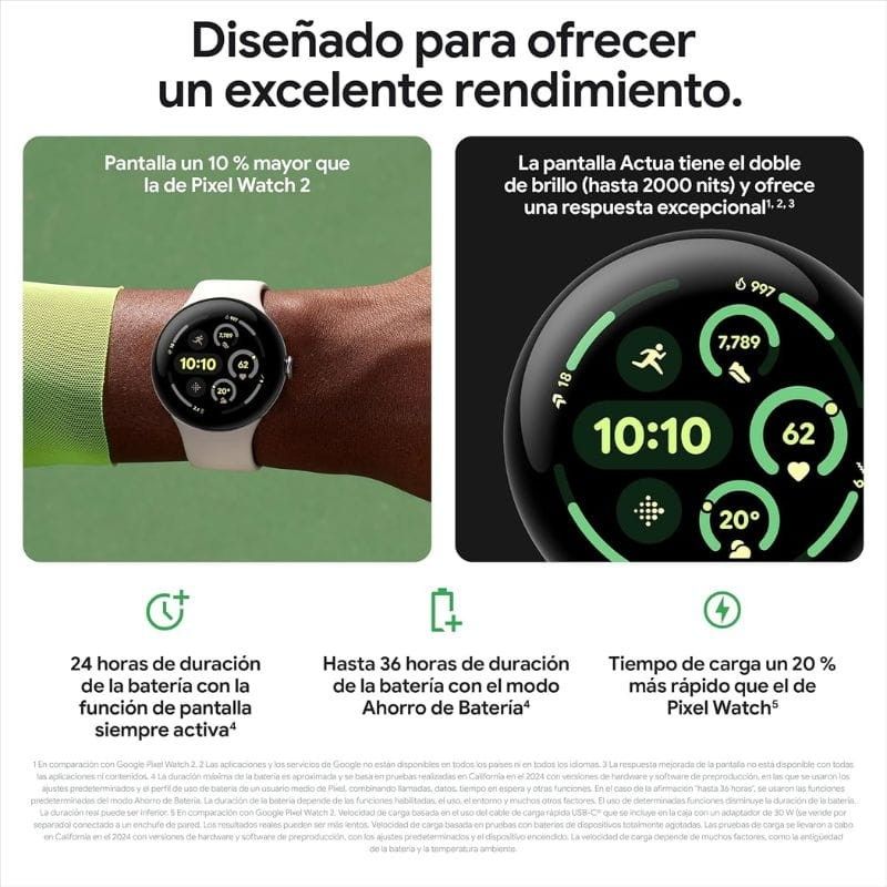 Google Pixel Watch 3 45mm 4G LTE Plata con Correa Porcelana