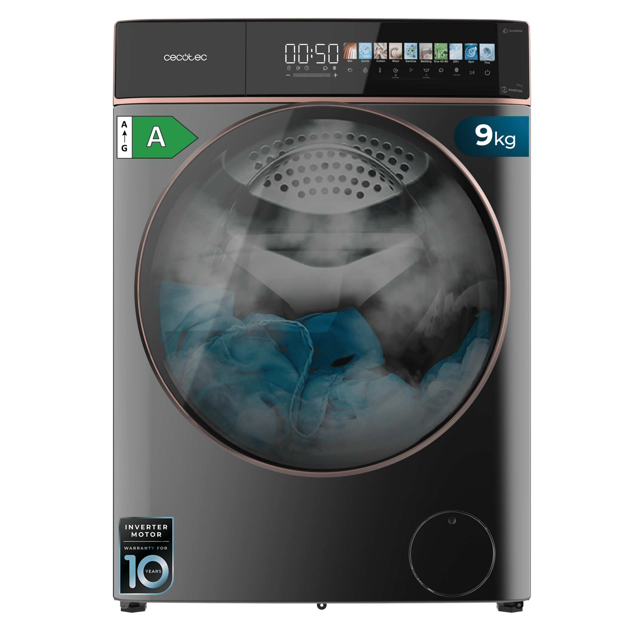 Lavadora Cecotec Bolero DressCode 9900 Autodose Inverter FullColor Steel A