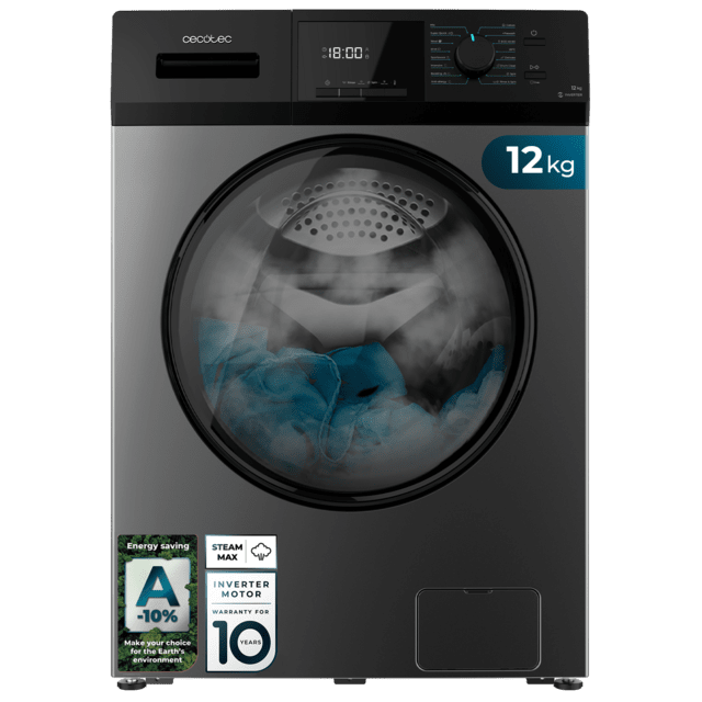Lavadora Cecotec Bolero DressCode 12410 Inverter Steel