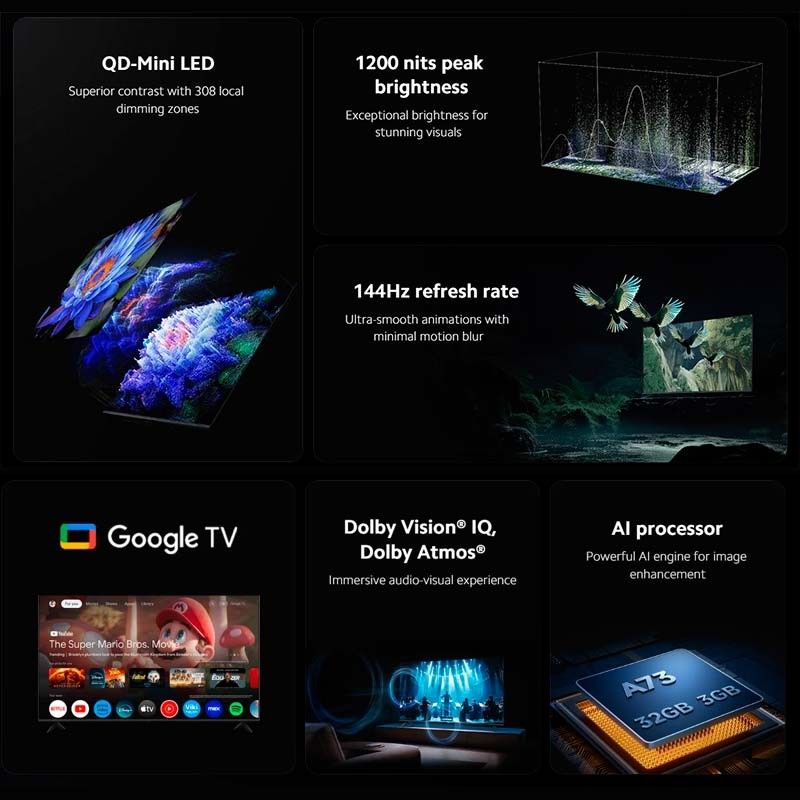TV Xiaomi TV S 2025 55" QD Mini LED UltraHD 4K Google TV