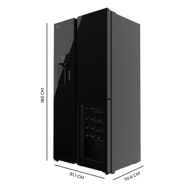 Frigorífico 3 puertas Cecotec Bolero CoolMarket TDW 529 WID Black Glass E