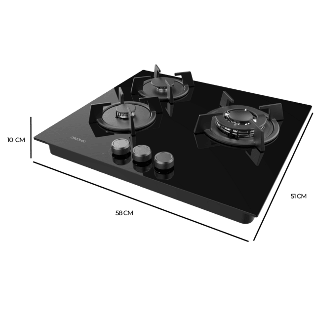 Placa de gas Cecotec Bolero Squad G 3200S Glass Black