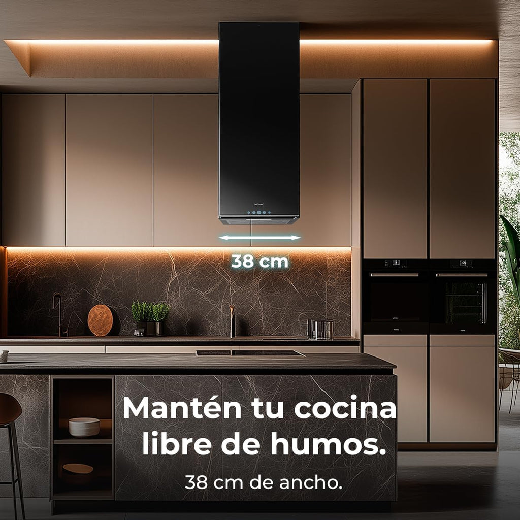 Campana isla cuadrada Cecotec Bolero Flux ICT 388000 Black A++