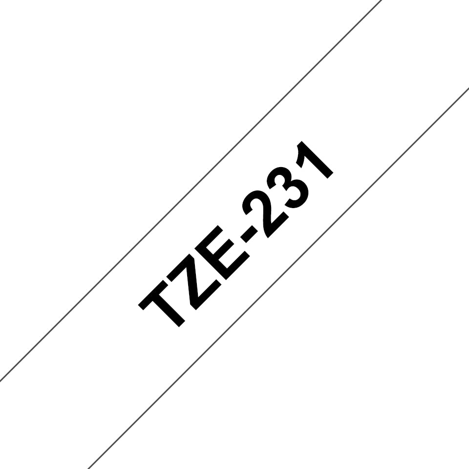 TZE-231 cinta para impresora de etiquetas Negro sobre blanco