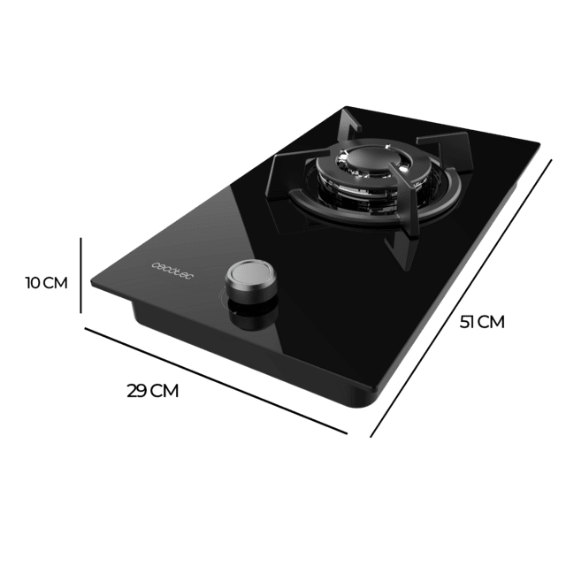 Placa de gas Cecotec Bolero Squad G 1200S Glass Black