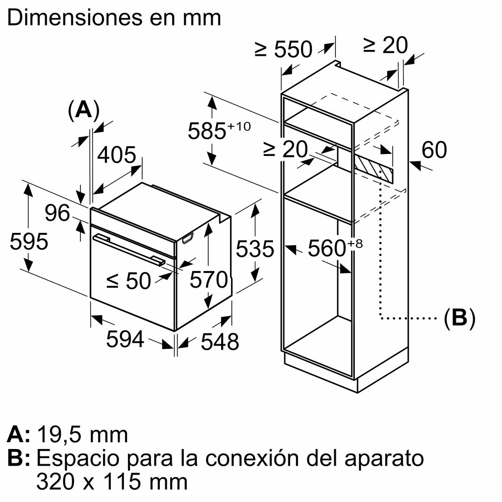 Horno con vapor, 60 x 60 cm, Acero inoxidable 3HA4031X3