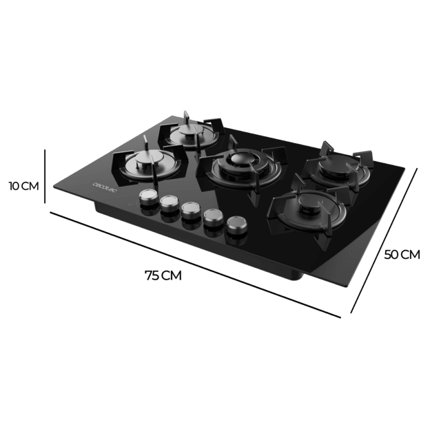 Placa de gas Cecotec Bolero Squad G 5200S Glass Black