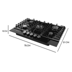 Placa de gas Cecotec Bolero Squad G 5200F Glass Black