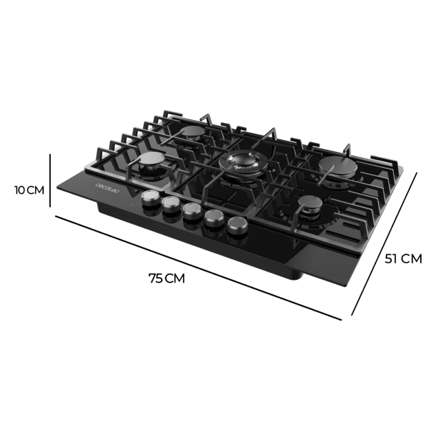 Placa de gas Cecotec Bolero Squad G 5200F Glass Black