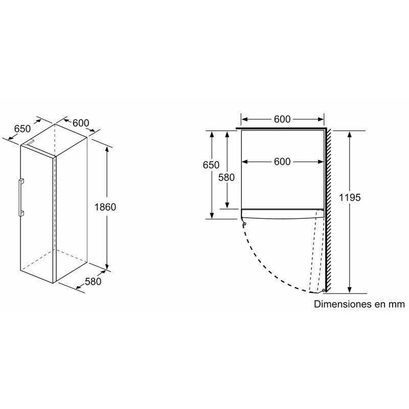 Balay 3GFE564ME Congelador Vertical Una Puerta 242L E Acero Mate Antihuellas