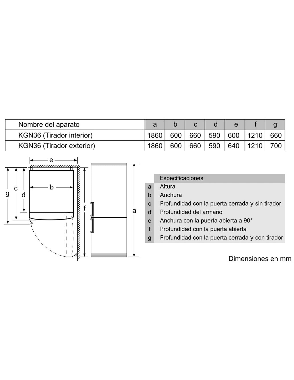 Frigorífico combi Bosch de libre instalación No Frost 186 x 60 cm Blanco Serie 2 KGN36NWEB