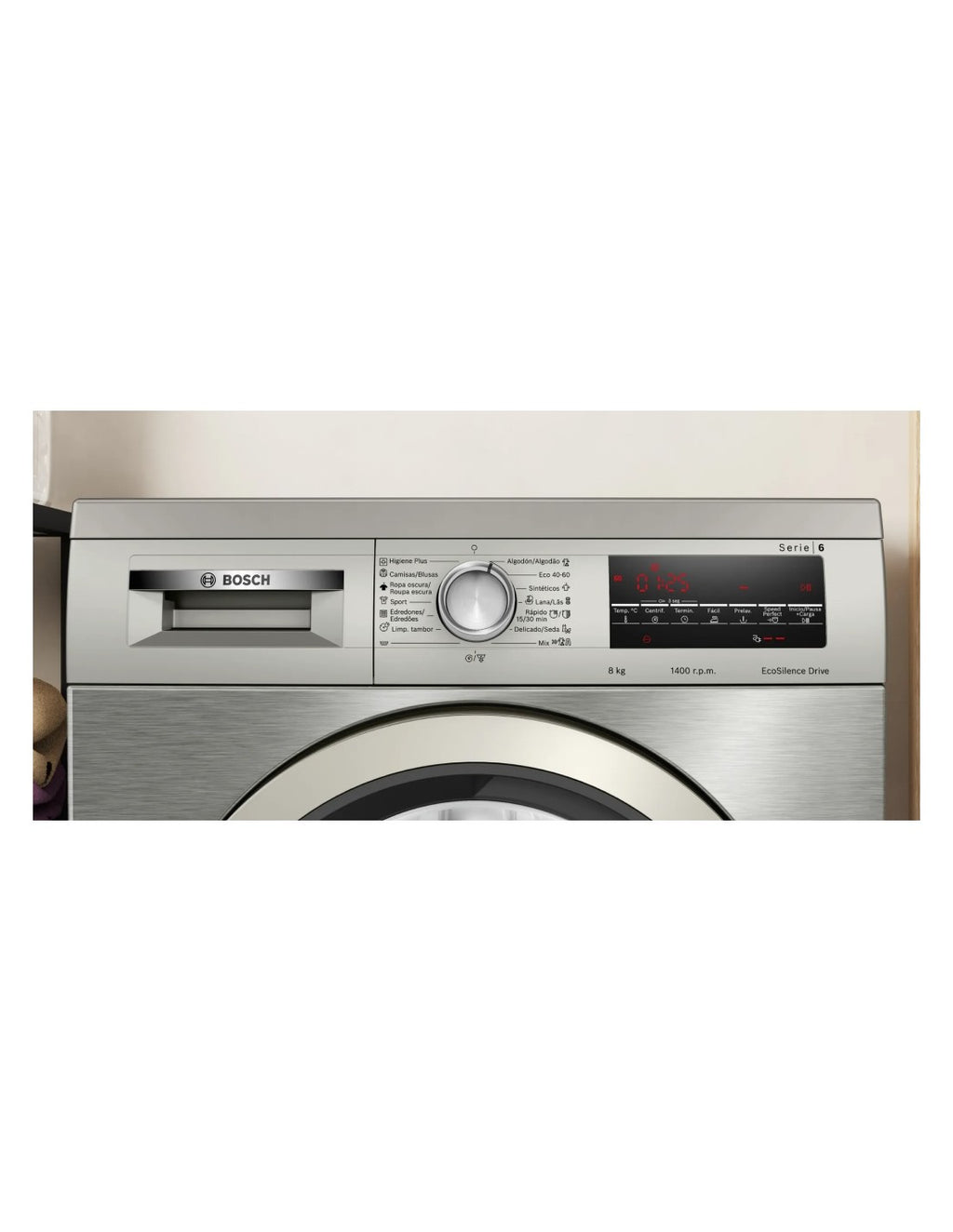 Lavadora de Carga Frontal Bosch WUU28T8XES 8 kg 1400 rpm Acero Inox A