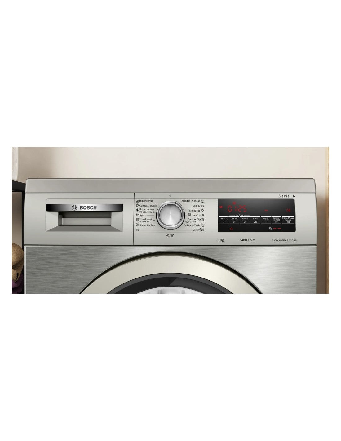 Lavadora de Carga Frontal Bosch WUU28T8XES 8 kg 1400 rpm Acero Inox A