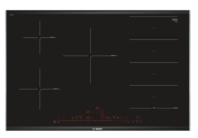 PLACA BOSCH PXV875DV1E INDUCCION ZONA FLEX 80CMS NEGRO 7400W 17 NIVELES FUNCION BOOSTER HOME CONNECT MARCO PROFESIONAL