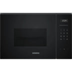 MICROONDAS SIEMENS BE555LMB1 INTEGRABLE CRISTAL NEGRO INOX CON GRILL 25L 38CM AP IZQUIERDA