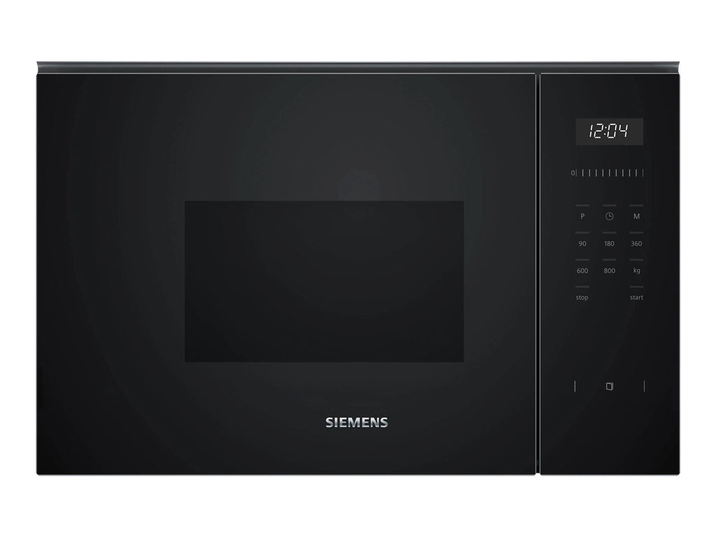 MICROONDAS SIEMENS BF525LMB1 CRISTAL NEGRO ENCASTRE 20L 800W HIDROLITICO 7 PROGRAMAS DISPLAY LED 5 NIVELES