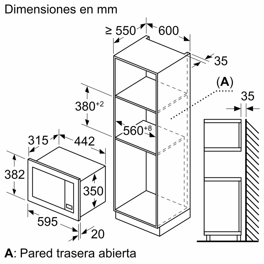 Microondas integrable Balay 60 x 38 cm Acero inoxidable 3CG6112X3